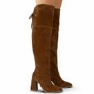 Bota Feminina Over Salto Alto Camurça Marrom - Europa Cor:Camurça MarromTamanho:35