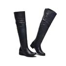 Bota Feminina Over The Knee Couro Cano Alto Zíper Moderna