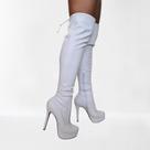 Bota Feminina Overtheknee Salto Alto Branca Meia Pata Lux Bota Feminina Overtheknee Salto Alto Branca Meia Pata Lux
