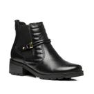 Bota Feminina Pegada Cano Curto Salto Baixo Bloco Couro