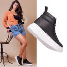 Bota Feminina Preta com Solado tratorado Plataforma. Tenis Feminino cano longo da moda.