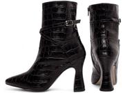 Bota Feminina Preta Elegante com Fivela Salto Conforto