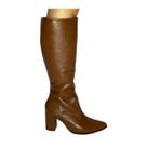 Bota Feminina Ramarim Salto Alto Cano Longo Napa Shine Plus Capuccino