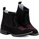 Bota Feminina RR Botas Texana Country em Couro Bordado Bico Quadrado