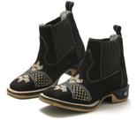 Bota Feminina RR Botas Texana Country em Couro Com Bordado Bico Quadrado
