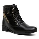 Bota Feminina Salto 3 cm com Cadarço Preta