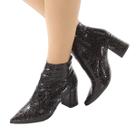 Bota Feminina Salto 7cm Bloco Cano Baixo Preto Maveric ER643