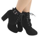 Bota feminina salto alto bloco preto er143