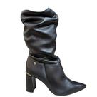 Bota Feminina Salto Alto Tanara Couro Bico Fino Original Pre