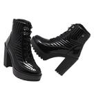 Bota Feminina Salto Bloco Alto Casual Cano Alto FlatForm Confort