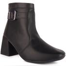 Bota Feminina Salto Bloco Grosso 7cm Cano Curto Zíper Moda Casual Inverno Elegante Antiderrapante