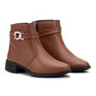 Bota Feminina Salto Confortável Cano Curto Couro