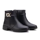 Bota Feminina Salto Confortável Cano Curto Couro