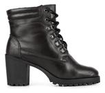 Bota Feminina Salto Grosso Cano Baixo Couro Legitimo Cadarço