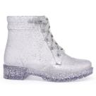 Bota Feminina salto infantil Coturno Transparente Gliter Super estilo