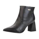 Bota Feminina Salto Medio Bloco Couro Confortavel Bebece