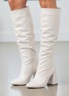 Bota Feminina Slouchy Franzida Cano Longo Salto Alto Grosso Bloco 9cm