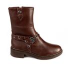 Bota Feminina Tanara Cano Médio Couro Marrom Café - T9112 Bota Feminina Tanara Cano Médio Couro Marrom Café - T9112