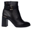 Bota Feminina Tanara Couro Fivela Salto Metal Preto