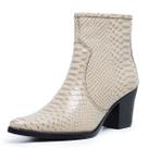Bota Feminina Texana Bico Fino Country Salto Alto Couro Anaconda