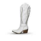 Bota Feminina Texana Cano Alto Branca Com Tachas Country Bota Feminina Texana Cano Alto Branca Com Tachas Country