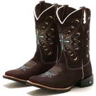 Bota Feminina Texana Country Cano Longo Bico Quadrado Couro