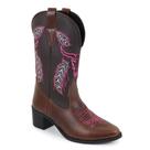 Bota Feminina Texana Couro Legítimo Bico Fino Bordado Boi