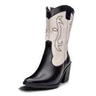 Bota Feminina texana Pierrô cano e salto médios couro legítimo cor preta e off white Bota Feminina texana Pierrô cano e salto médios couro legítimo cor preta e off white