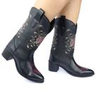 Bota Feminina Texana Western Couro Legítimo Bico Fino