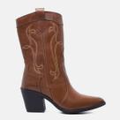 Bota Feminina Texana Western Salto Médio Couro Forrada 17000