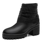Bota Feminina Tratorada Cano Baixo Bico Redonda Casual Bota Feminina Tratorada Cano Baixo Bico Redonda Casual