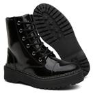 Bota Feminina Tratorada Cano Médio Preto Verniz