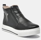 Bota feminina via marte cano curto casual com pelo zipper cor:pretotamanho:37