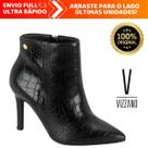 Bota Feminina Vizzano Cano Curto Salto Alto Bico Fino Napa Croco Original