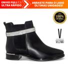 Bota Feminina Vizzano Chelsea Montaria Cano Curto Com Brilho Salto Baixo Original