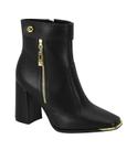 Bota Feminina Vizzano Salto Bloco Bico Quadrado Preta 3085