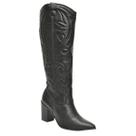 Bota Feminina Western Cano Longo Couro Salto Bloco Via Marte 079-012-02 - Preto - 39