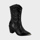 Bota Feminina Western Cano Médio E Salto Bloco Vizzano