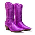 Bota feminina Western Cano Medio em couro salto