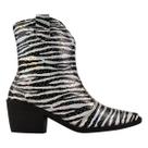Bota Feminina Western Cano Médio Salto baixo Ziper Croco Zebra Country Texana