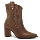 Bota Feminina Western Couro Ramarim Salto Bloco Cano Curto 2656102 Cor:CapuccinoTamanho:40