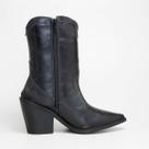 Bota Feminina Yesme em Couro Legítimo com Zíper Lateral Cano Médio - Confortável Tamanho:38Cor:Preto
