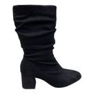 Bota Feminino Beira Rio Casual Conforto Cano Médio Enrrugado Camurça Salto Bloco 9076.112 Preto