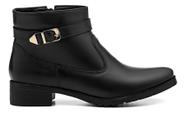 Bota Feminino Coturno Couro Zíper Cano Curto Bico Fino