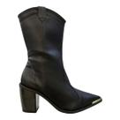 Bota Feminino Moleca Casual Texana Country Detalhe Metalizado Conforto Bico Fino 5355.100 Preto