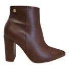 Bota Feminino Vizzano Casual Conforto Salto Bloco Alto Bico Fino Cano Curto 3105.100 Marrom