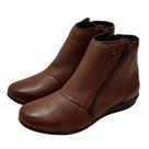 Bota Flat Cano Curto Couro de Carneiro Caramelo