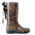 Bota Galocha Feminina Onça Cano Longo Impermeável C/ Laço Preto Baspan Bota Galocha Feminina Onça Cano Longo Impermeável C/ Laço Preto Baspan