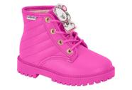 Bota Infantil Bebe Molekinha Coturno Com Desenho Pink Neon