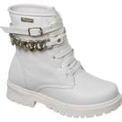 Bota Infantil Coturno Menina Preta ou Branca com Corrente Estilo Fashion Blogueirinha
